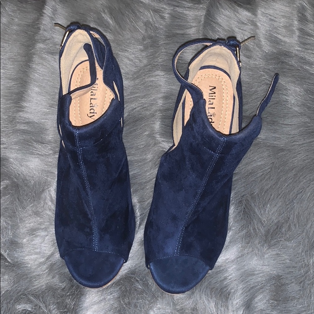 Brand New Peep Toe, Faux Suede